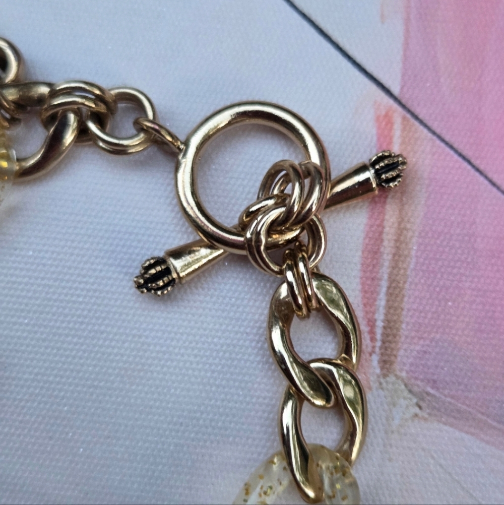 Juicy Couture Y2K Clear Glitter Resin & Goldtone “Candy Pop” Vtg Charm Bracelet - Picture 7 of 8